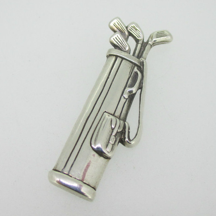 Sterling Silver Golf Bag with Clubs Pin Brooch H&H deMatteo