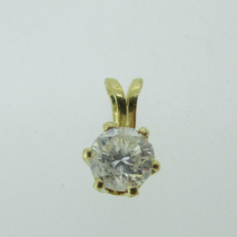 14k Yellow Gold Approx .50ct TW Round Brilliant Cut Diamond Pendant 