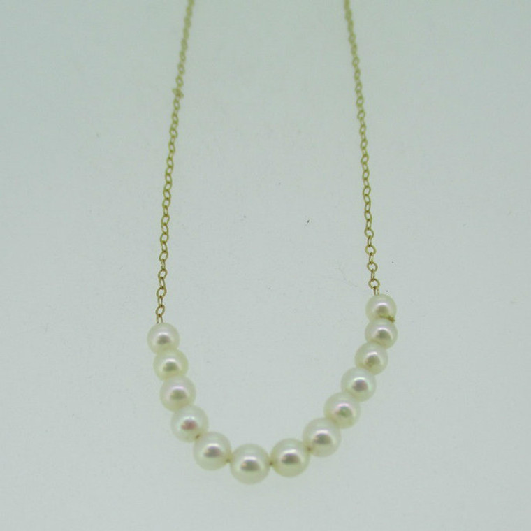 14k Yellow Gold 3.5mm Pearl Chain Necklace 
