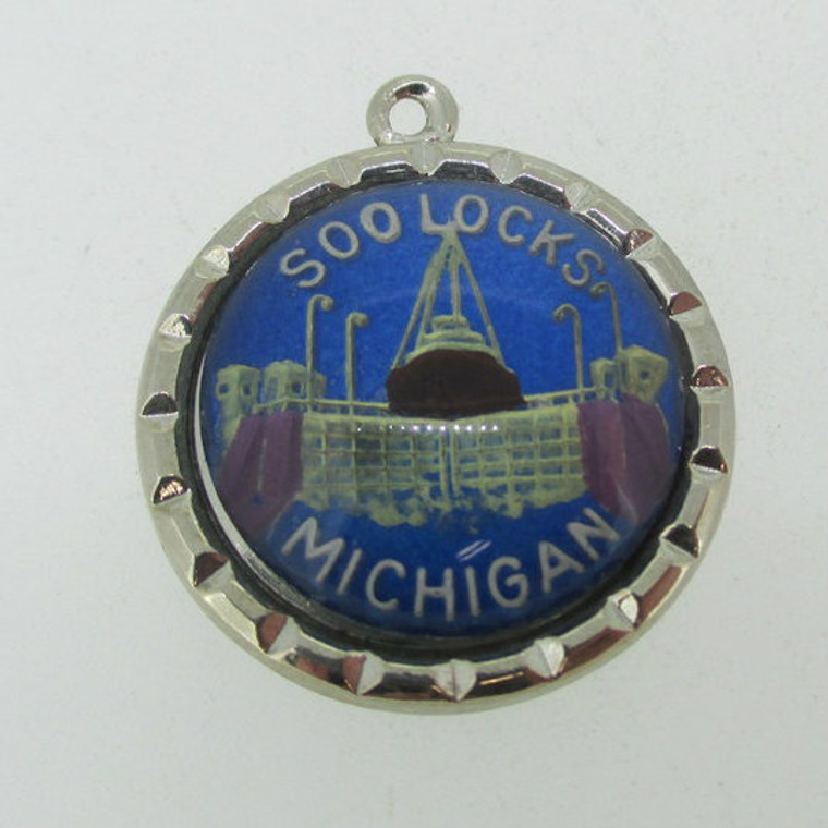 Sterling Silver 500 Locks Michigan Charm Pendant 