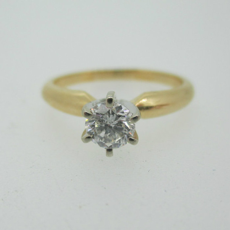 14k Yellow Gold Approx .40ct Round Brilliant Cut Diamond Solitaire Ring Size 6 1/2