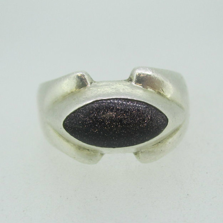 Sterling Silver Purple Goldstone Ring Size 10 3/4