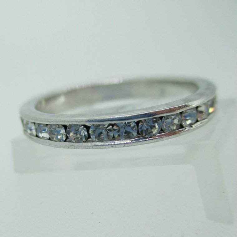 Sterling Silver Clear White Rhinestone Stone Eternity Infinity Ring