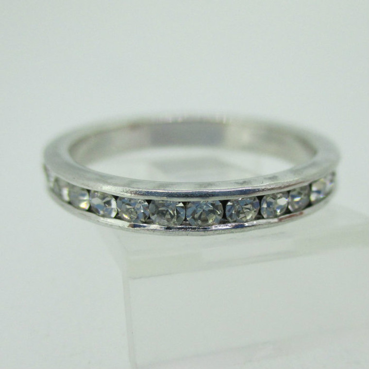 Sterling Silver Clear White Rhinestone Stone Eternity Infinity Ring