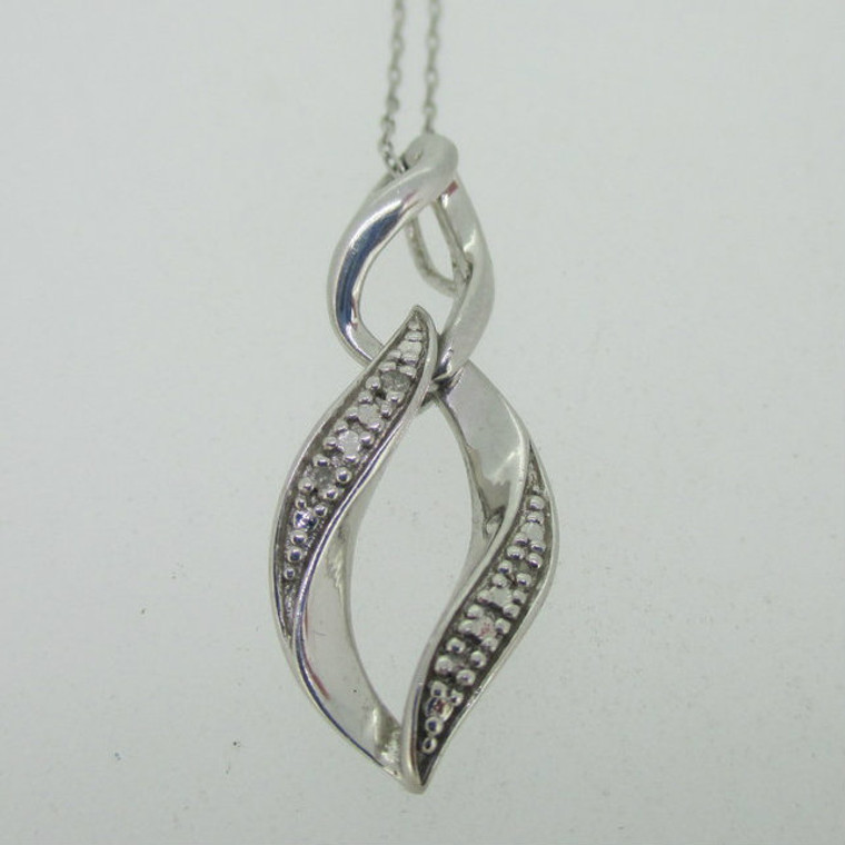 Sterling Silver Twist Infinity Diamond Accent Necklace 