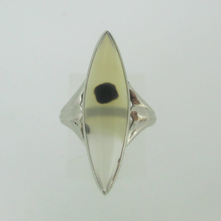 10k White Gold Agate Ring Size 6