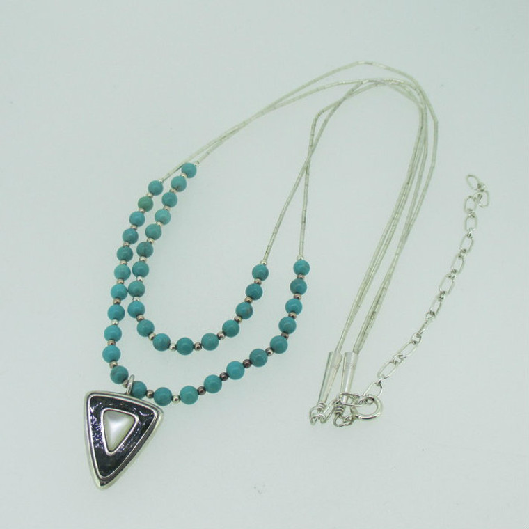 Sterling Silver Carolyn Pollack Turquoise String Necklace with Enhancer
