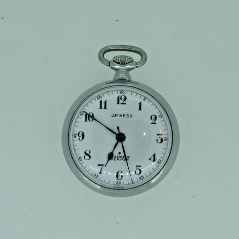 Vintage J.P. Hess A. Hirsch Co. Perpex Swiss 17 Jewels NOH 55 Silver Tone Pocket Watch Parts (B5516)