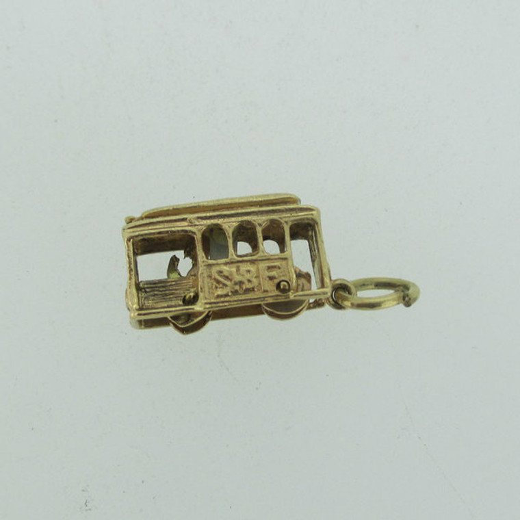 14k Gold Movable Cable Car with Bubble View Charm Pendant