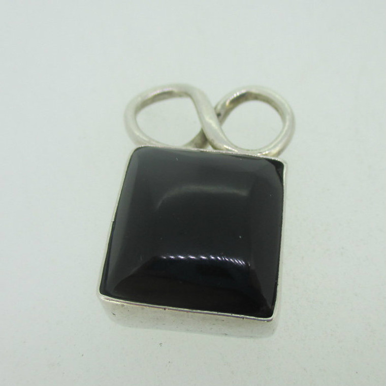 Sterling Silver Southwest Taxco Square Slide Pendant Black Onyx 