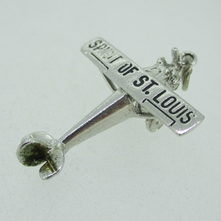 Sterling Silver Spirit of St Louis Airplane Pendant Charm