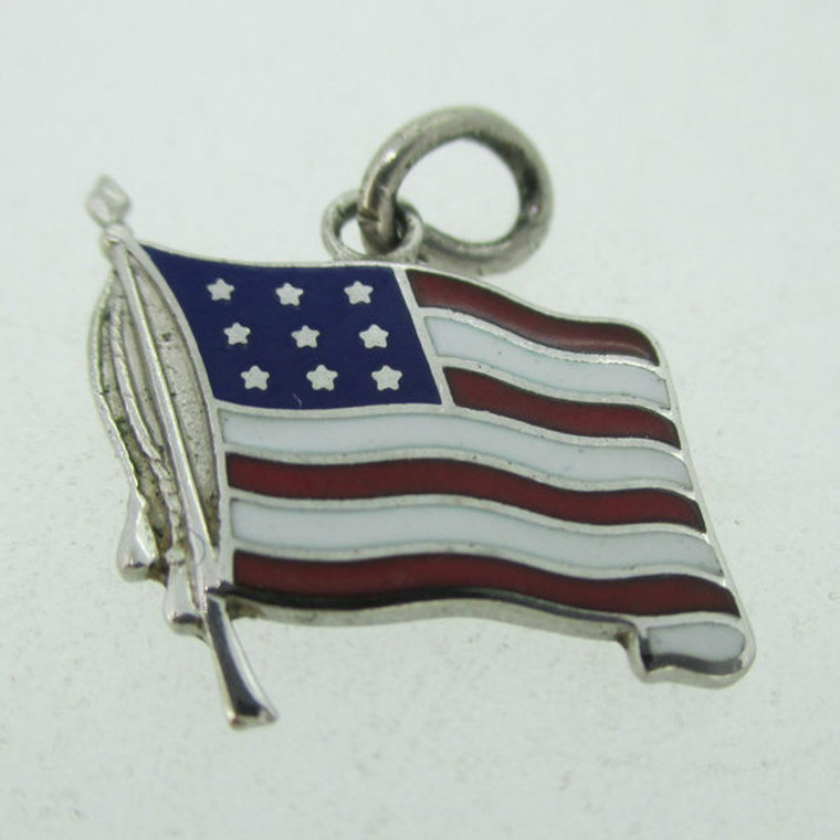 Wells Sterling Silver and Enamel United States Flag Charm