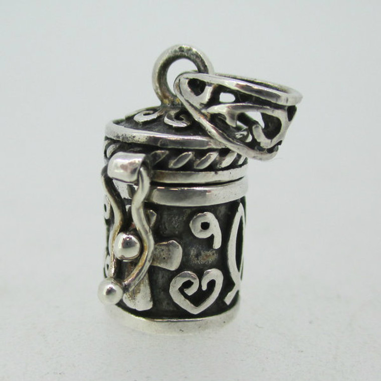 Sterling Silver Message Prayer Promise Cylinder Charm Pendant