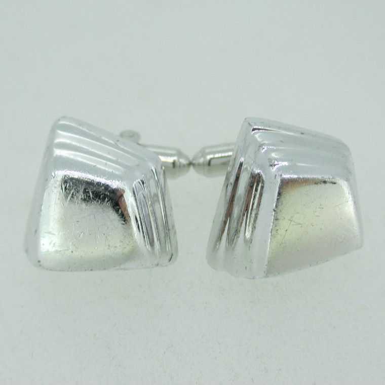 Silver Tone Hickok Unique Shaped Cufflinks