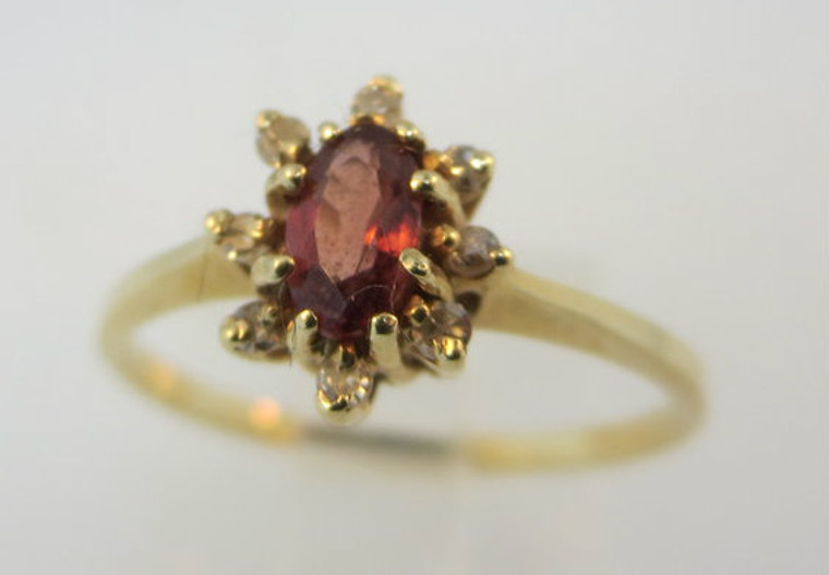 14k Yellow Gold Synthetic Alexandrite with8 Diamond Accent. Size 5 ¾ *