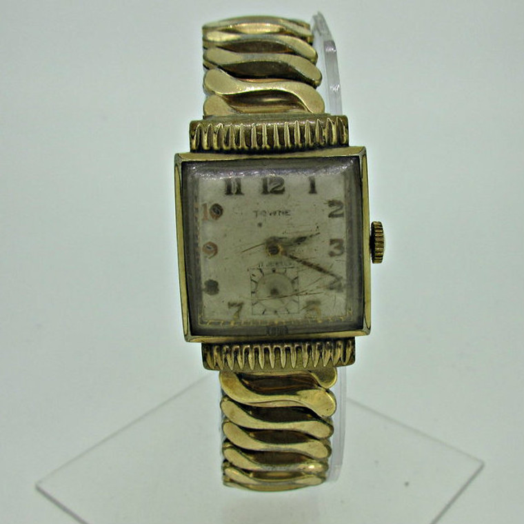 Vintage Towne Swiss Watch Co. 17J Gold Plated and Stainless Steel Watch Parts Steampunk (B6893)