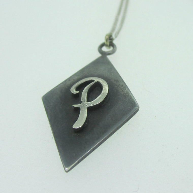 Sterling Silver Monogram Signet Initial P Pendant Necklace