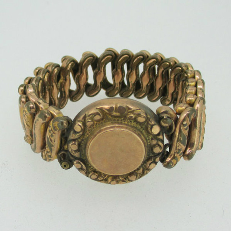 Vintage Gold Tone Round Nugget Sweetheart Expandable Bracelet