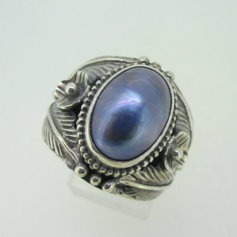 Sterling Silver Southwest Blue Shell Merav Ring Size 9