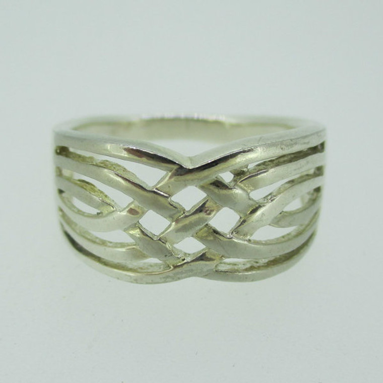 Sterling Silver Irish Celtic Knot Pattern Band Ring Size 8 1/2