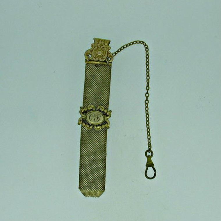 Antique Gold Filled Engraved Clip Fob Pocket Watch Chain (B8002)
