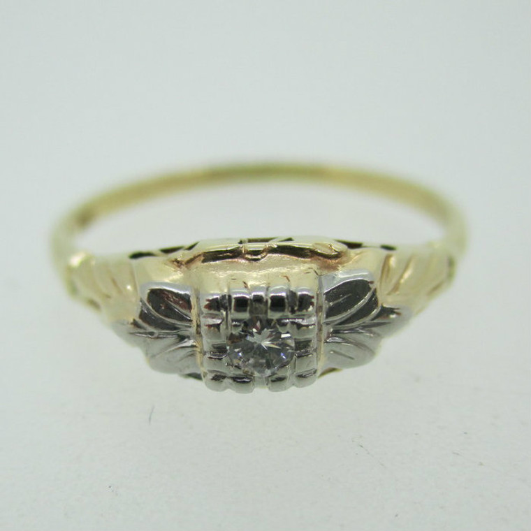 Vintage 14k Yellow Gold Ring with Diamond Size 6 1/2