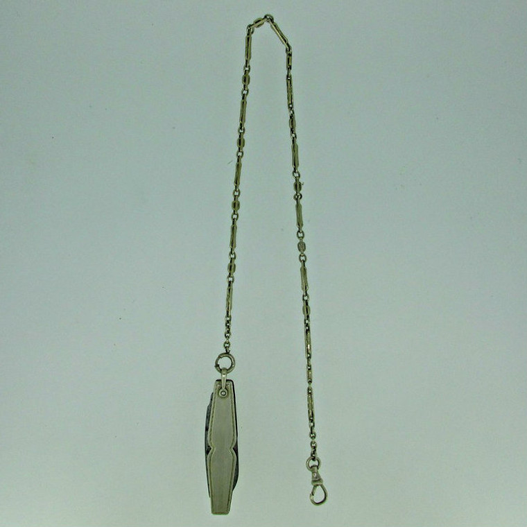 Antique Simmons Silver Tone Pocket Watch Chain with B. B. Co. Gold Tone Stainless Steel Pocket Knife (B8450)