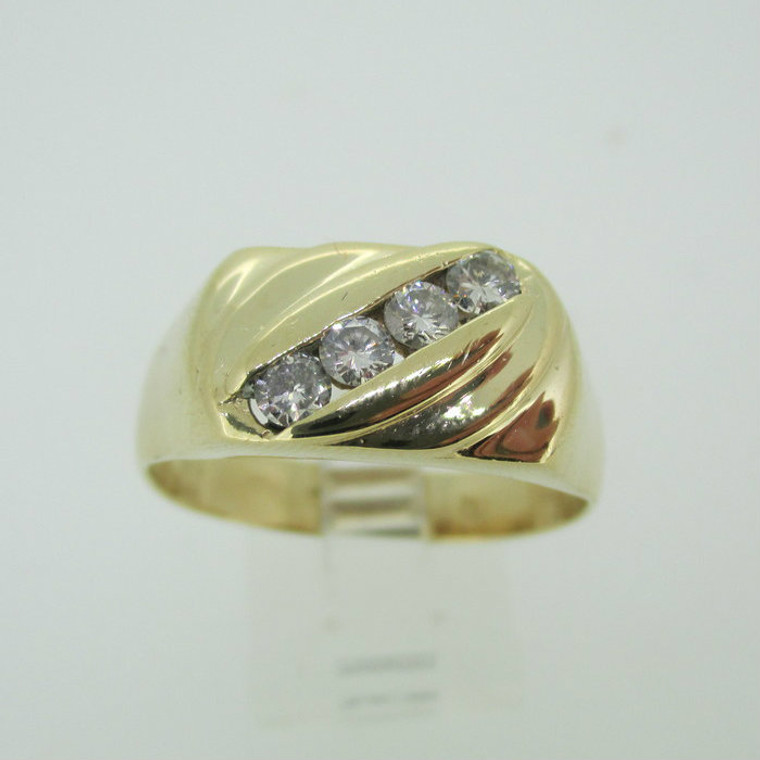 14k Yellow Gold Approx 1/3ct TW Round Brilliant Cut Diamond Men's Band Ring Size 12 3/4