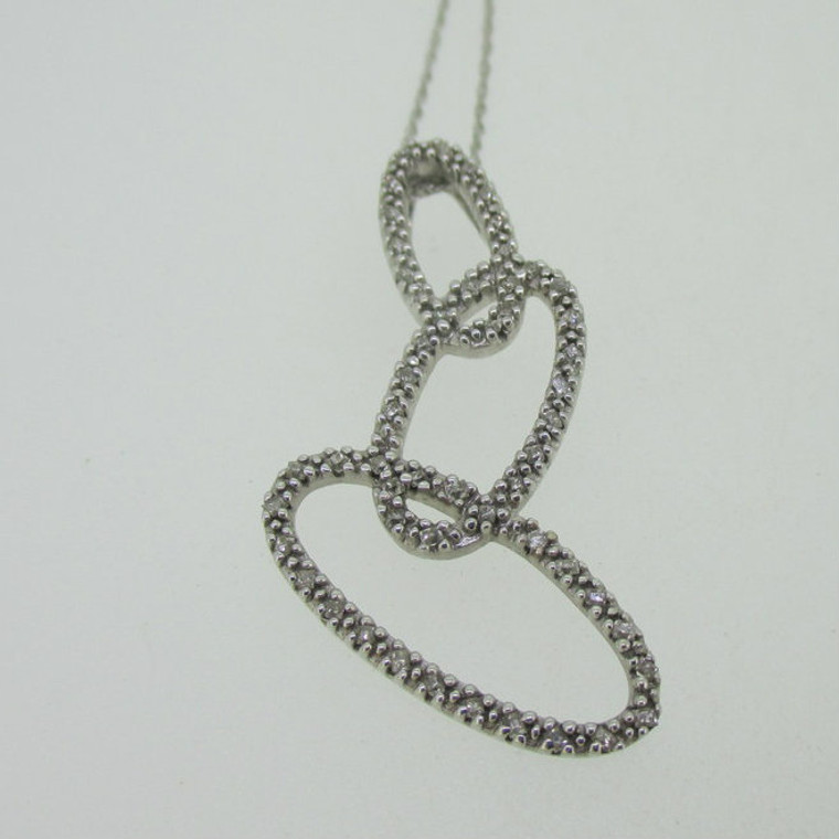 14K White Gold Diamond Geometric Fashion Necklace 