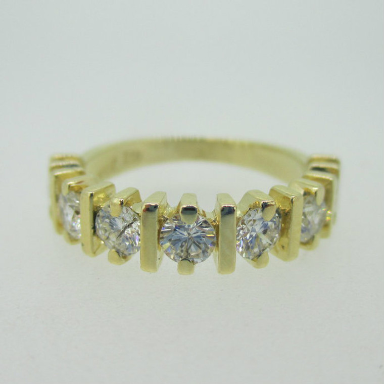 14K Yellow Gold Approx .90ct TW  Diamond Band Ring Size 6 