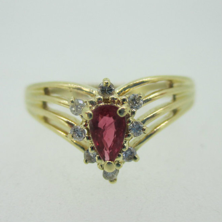 14K Yellow Gold Ruby with Diamond Accents Ring Enhancer Size 5.75