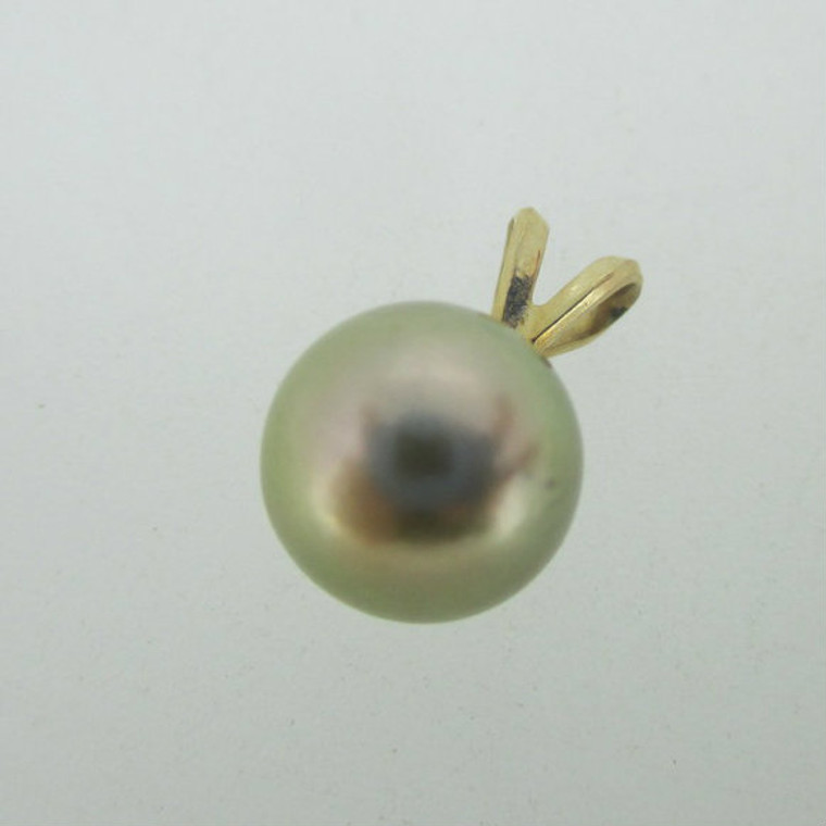 14K Yellow Gold Grey Single Pearl Pendant June Birthstone 