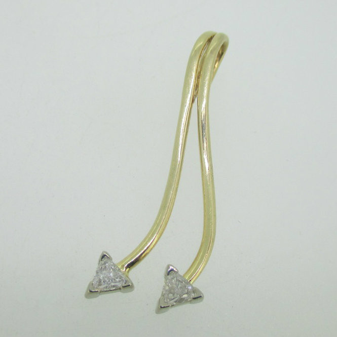 14K Yellow Gold Diamond Two Stone Slide Pendant  