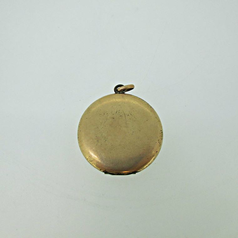 Vintage Gold Filled Circle Photo Locket with Zigzag Lines