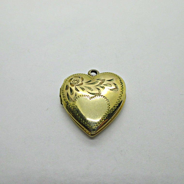 Filled Gold Toned Heart Photo Locket Large Dashed Heart