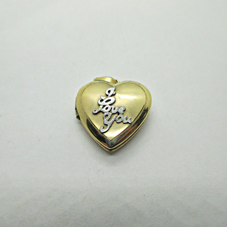 Filled Gold Toned Heart Photo Locket "I Love You