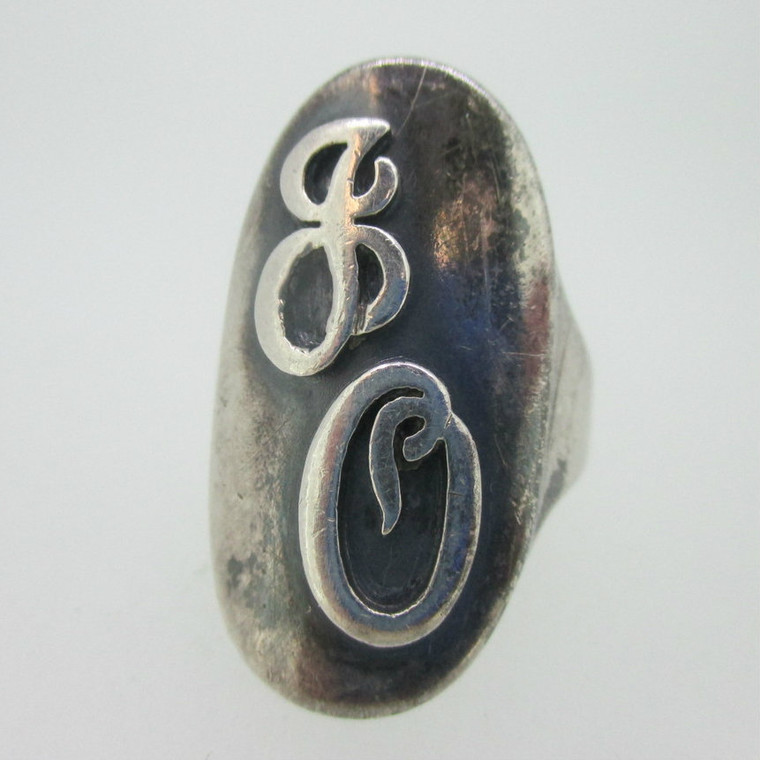 Sterling Silver Signet Initial J O Monogram Ring Size 8