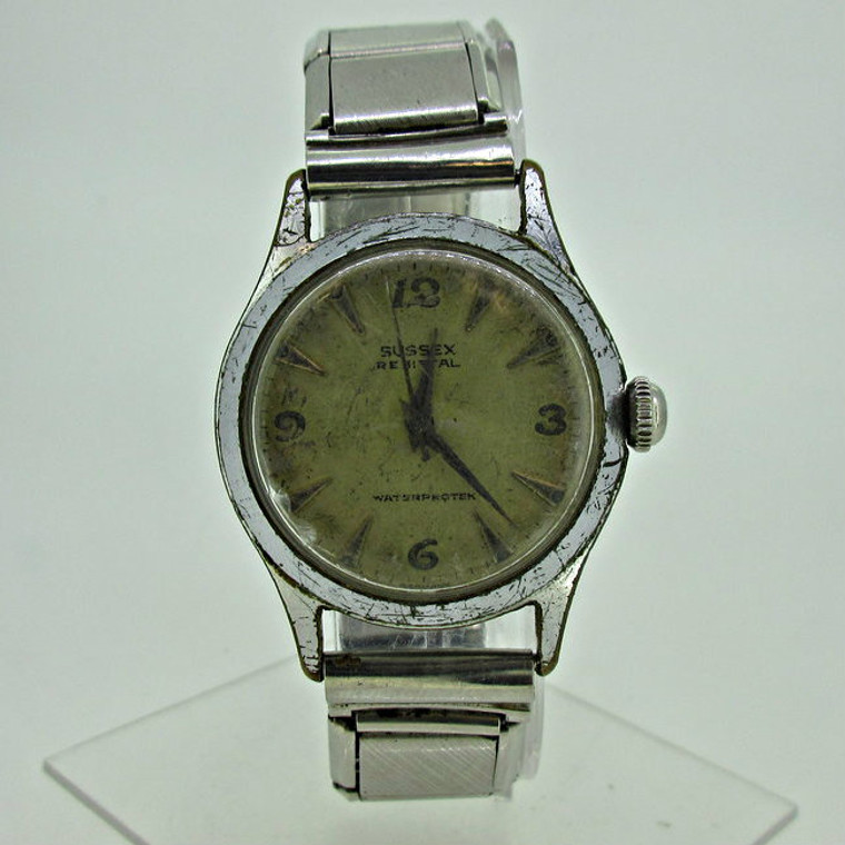 Vintage Sussex Watch Co. 17J TS/CZ433 Silver Tone and Stainless Steel Watch Parts (B9316)