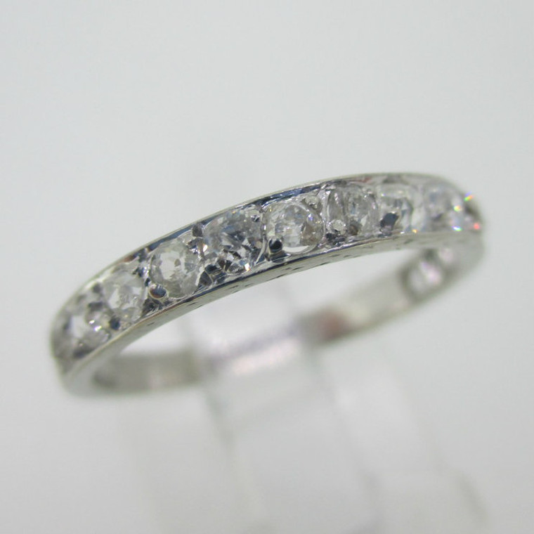 Platinum Mine Cut Diamond Approx .50ct TW Wedding Band Ring Size 6.5