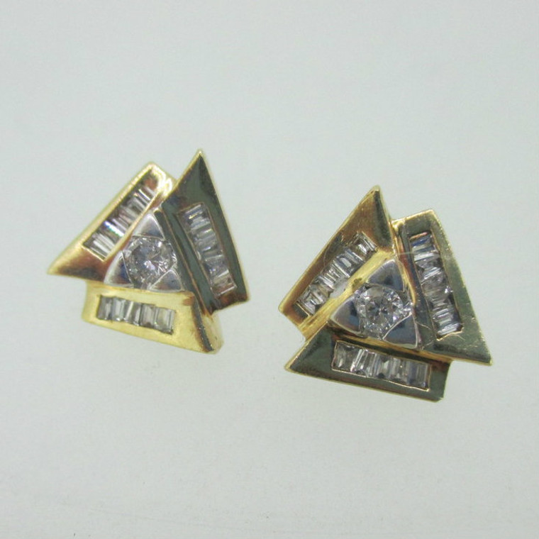 14K Yellow Gold Diamond Approx 1/3ct TW Earrings