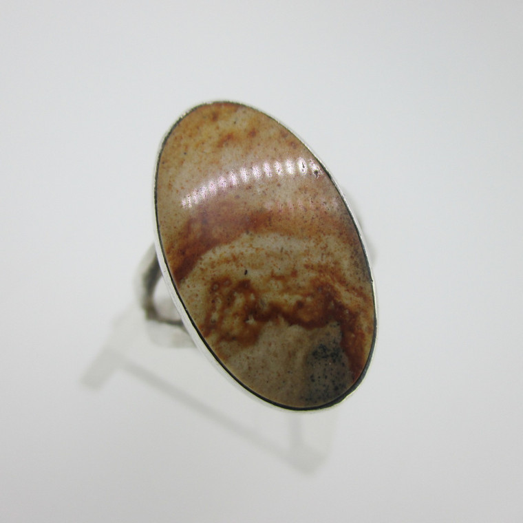 Sterling Silver Wells Agate Oval Ring Size 6.5