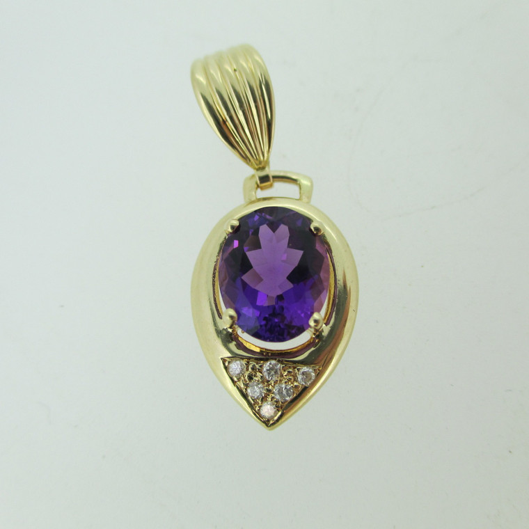 14k Yellow Gold Amethyst Pearl Enhancer Pendant