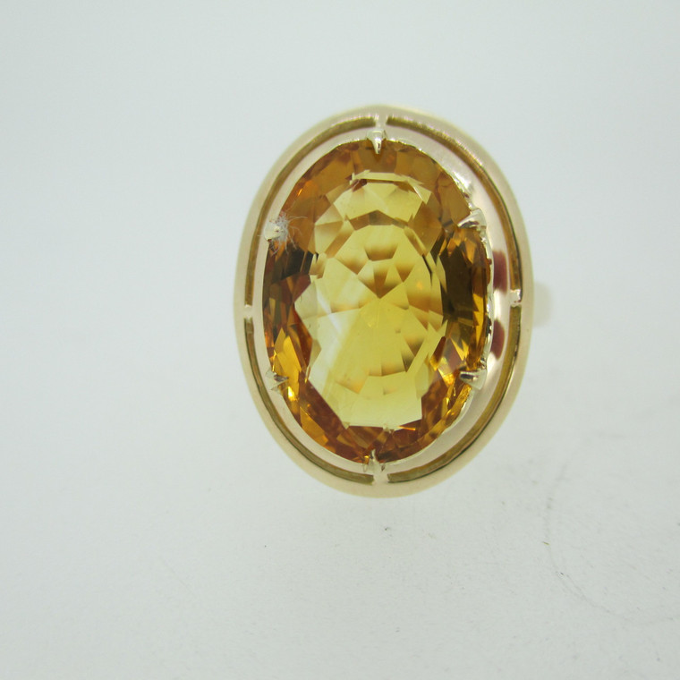 18k Yellow Gold Citrine Solitaire Fashion Ring Size 9
