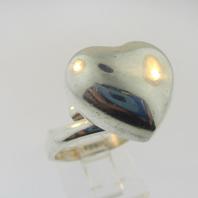 Sterling Silver Large Heart Rattle Ring Size 8