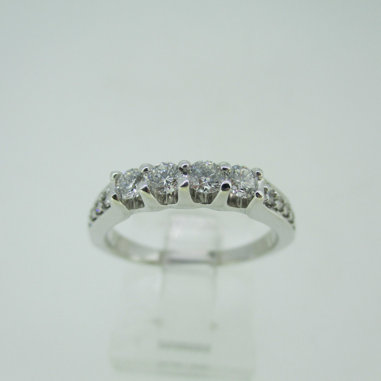 14k White Gold Approx .40ct TW Round Brilliant Cut Diamond Band Ring Size  6 3/4