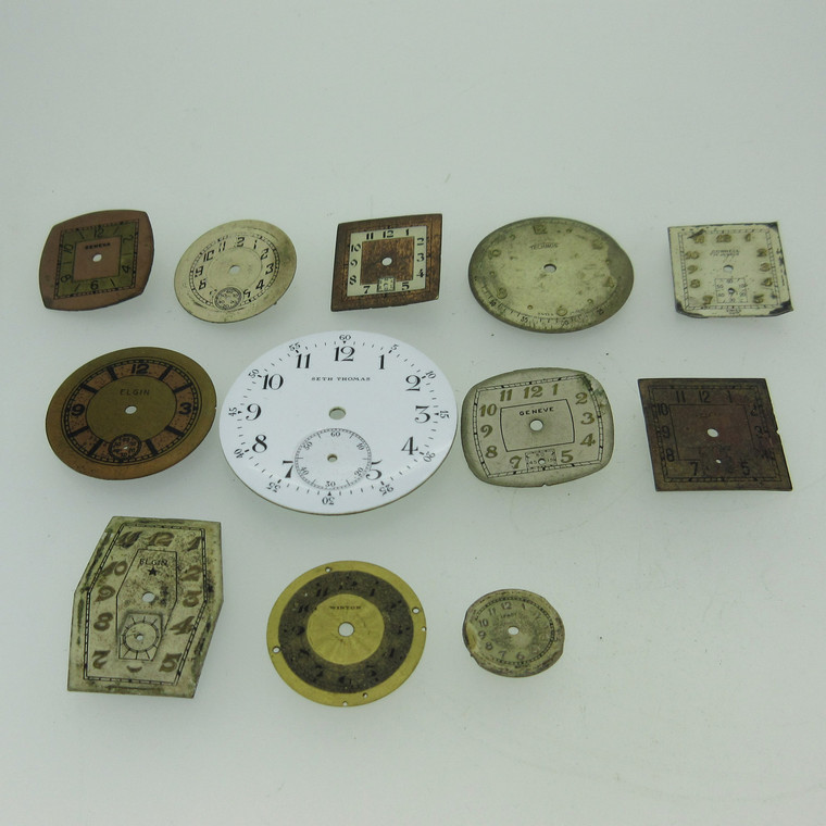 Lot of 12 Pocket Watch, Men's and Ladies Wrist Watch Dials Parts As-Is (B10785)