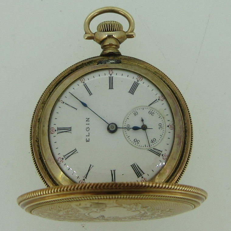 Antique 1905 Elgin Grade 320 Model 2 0s 7J 14k Gold Filled Pocket Watch (B11236)