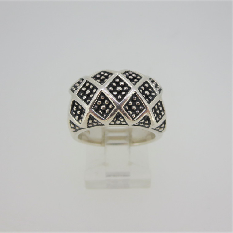 Sterling Silver Michael Dawkins Wide Band Patterned Ring Size 7