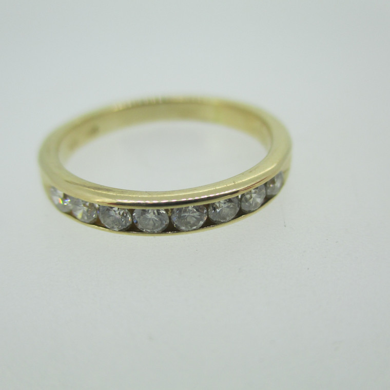 14k Yellow Gold Approx .40ct TW Round Brilliant Cut Diamond Band Ring Size 7 3/4