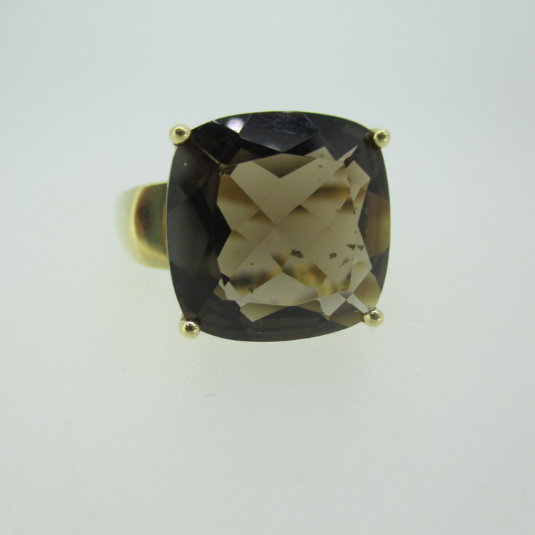 10k Yellow Gold Large Smokey Quartz Fashion Ring Size 6 1/4